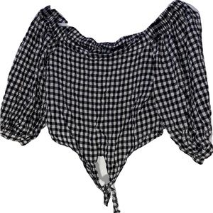 Forever 21 Off The Shoulder Plaid Crop Top